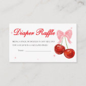 さくらんぼオントップベビーシャワーおむつラッフル エンクロージャーカード (正面)