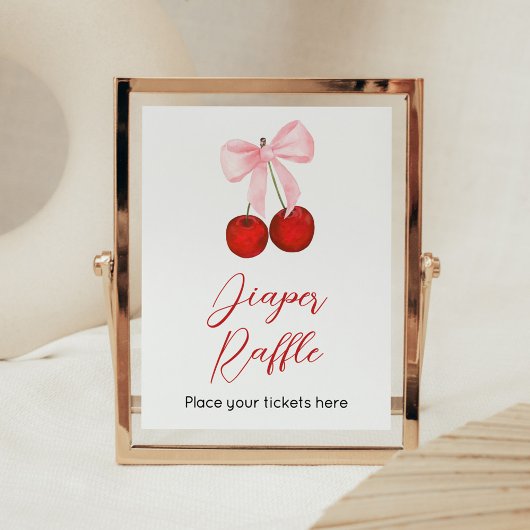 さくらんぼオントップベビーシャワーおむつラッフル ポスター
