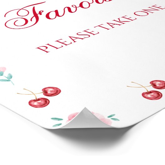 さくらんぼオントップベビーシャワーはピンクの弓を好む ポスター (角)