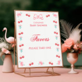 さくらんぼオントップベビーシャワーはピンクの弓を好む ポスター