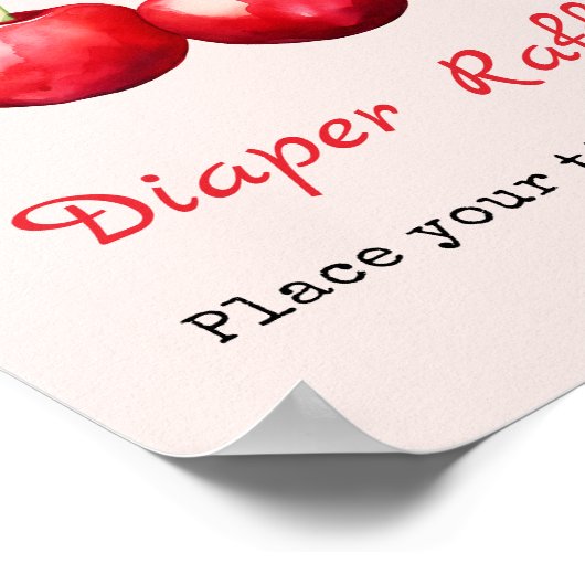 さくらんぼオントップベビーシャワーガールおむつラッフル ポスター (角)