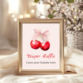 さくらんぼオントップベビーシャワーガールおむつラッフル ポスター