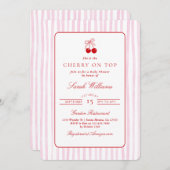 さくらんぼオントップベビーシャワーガール 招待状 (正面/裏面)