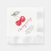 さくらんぼオントップベビーシャワーナプキン 縁ありカクテルナプキン (正面)