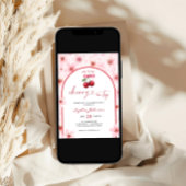 さくらんぼオントップベビーシャワーピンクさくらんぼ花 招待状