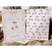 さくらんぼオントップベビーシャワーボウ 招待状