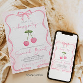 さくらんぼオントップベビーシャワーボウ 招待状