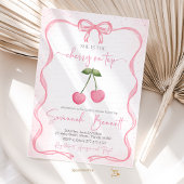 さくらんぼオントップベビーシャワーボウ 招待状