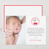さくらんぼオントップベビーシャワー写真サンキューカード サンキューカード (正面/裏面)