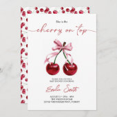 さくらんぼオントップベビーシャワー招待状 招待状 (正面/裏面)
