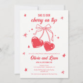 さくらんぼオントップベビーシャワー招待状 招待状 (正面)