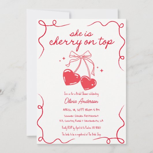 さくらんぼオントップベビーシャワー招待状 招待状 (正面)