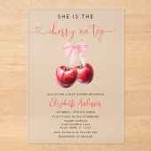 さくらんぼオントップベビーシャワー アクリル招待状 (正面)