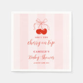 さくらんぼオントップベビーシャワー スタンダードカクテルナプキン (正面)