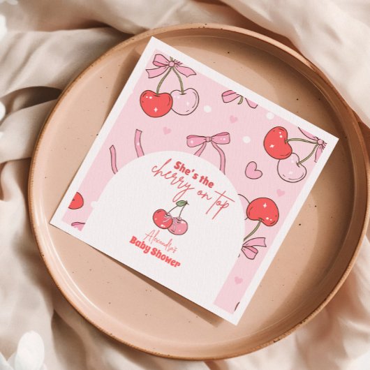 さくらんぼオントップベビーシャワー スタンダードカクテルナプキン