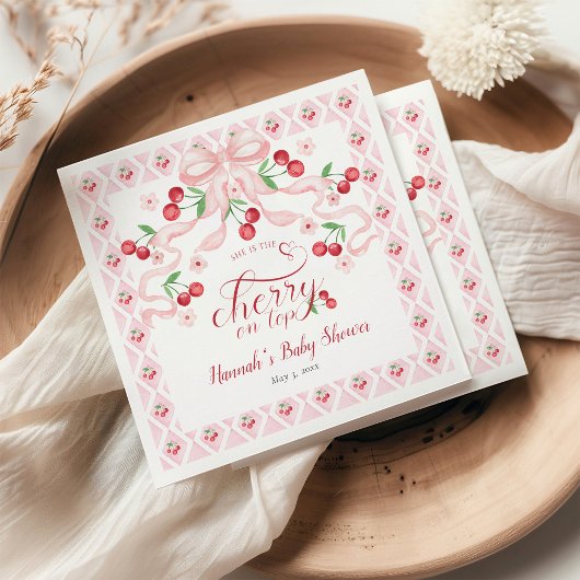 さくらんぼオントップベビーシャワー スタンダードカクテルナプキン