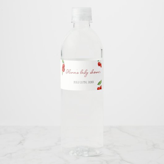 さくらんぼオントップベビーシャワー ペットボトルラベル (正面)