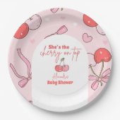 さくらんぼオントップベビーシャワー ペーパープレート (正面)