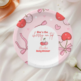 さくらんぼオントップベビーシャワー ペーパープレート
