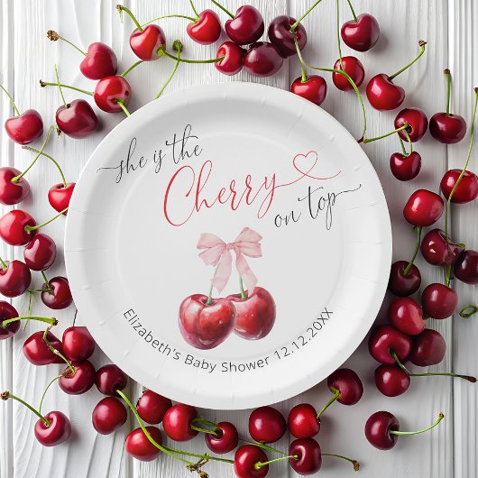 さくらんぼオントップベビーシャワー ペーパープレート