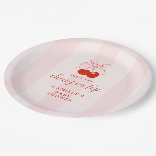 さくらんぼオントップベビーシャワー ペーパープレート (アングル)