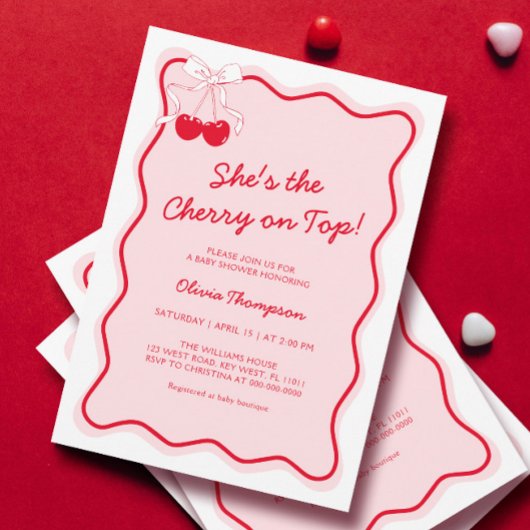 さくらんぼオントップベビーシャワー 招待状