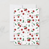 さくらんぼオントップベビーモダンシャワーピンクボウガール サンキューカード (裏面)