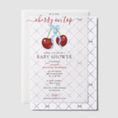 さくらんぼオントップベビーモダンシャワーブルーボウボーイ ベラム紙招待状 (オフセット (招待状))