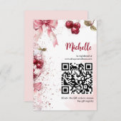 さくらんぼオントップボウカクテルサマーブライダルシャワー エンクロージャーカード (正面/裏面)