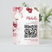 さくらんぼオントップボウカクテルサマーブライダルシャワー エンクロージャーカード (スタンド正面)