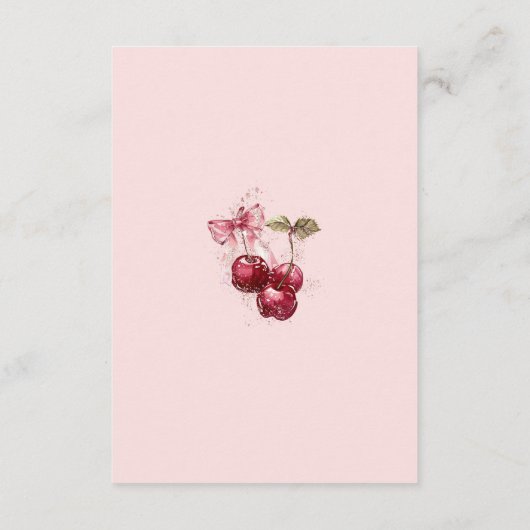 さくらんぼオントップボウカクテルサマーブライダルシャワー エンクロージャーカード (裏面)