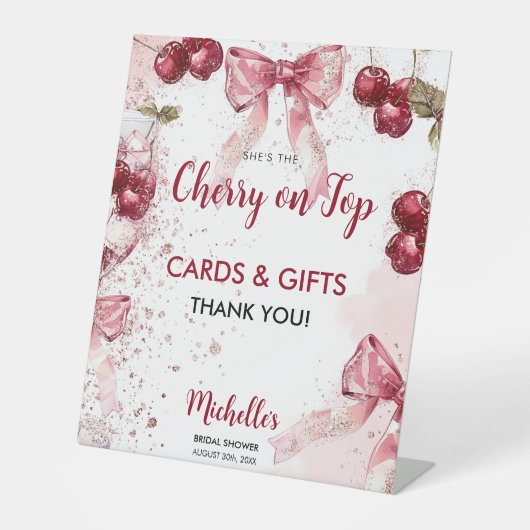 さくらんぼオントップボウカクテルサマーブライダルシャワー 台座サイン (正面)