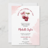 さくらんぼオントップボウカクテルサマーブライダルシャワー 招待状 (正面)
