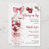 さくらんぼオントップボウカクテルサマーブライダルシャワー 招待状 (正面)