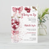 さくらんぼオントップボウカクテルサマーブライダルシャワー 招待状 (スタンド正面)