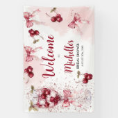 さくらんぼオントップボウカクテルサマーブライダルシャワー 横断幕 (縦)