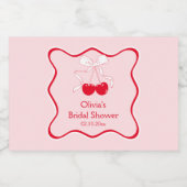 さくらんぼオントップボウブライダルシャワーミニシャンパン スパークリングワインラベル (シングルラベル)