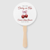 さくらんぼオントップモダンピンクボウ赤ちゃんシャワー ハンドファン (正面)