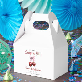 さくらんぼオントップモダンピンクボウ赤ちゃんシャワー フェイバーボックス