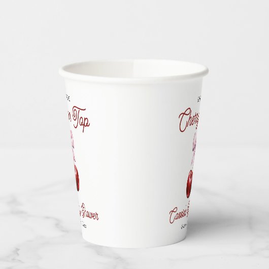 さくらんぼオントップモダンピンクボウ赤ちゃんシャワー 紙コップ (左)