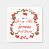さくらんぼオントップリボンコケットブライダルシャワー スタンダードカクテルナプキン (正面)