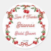 さくらんぼオントップリボンコケットブライダルシャワー ラウンドシール (正面)