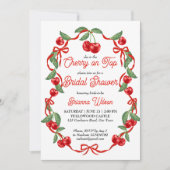 さくらんぼオントップリボンコケットブライダルシャワー 招待状 (正面)