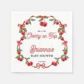 さくらんぼオントップリボンコケットベビーシャワー スタンダードカクテルナプキン (正面)