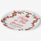 さくらんぼオントップリボンコケットベビーシャワー ペーパープレート (アングル)