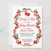 さくらんぼオントップリボンコケットベビーシャワー 招待状 (正面)
