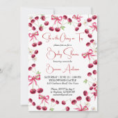 さくらんぼオントップリボンコケットベビーシャワー 招待状 (正面)