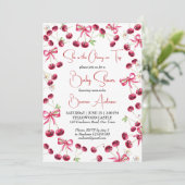 さくらんぼオントップリボンコケットベビーシャワー 招待状 (スタンド正面)