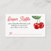 さくらんぼオントップリボン赤ちゃんシャワーおむつラッフル エンクロージャーカード (正面)