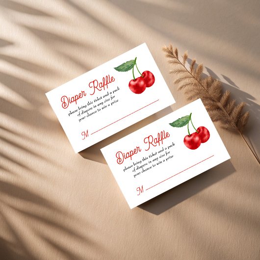 さくらんぼオントップリボン赤ちゃんシャワーおむつラッフル エンクロージャーカード